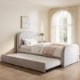 Lilac Upholstered Single Guest Bed with Trundle and Curved Headboard - Naomi