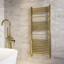 ONLY OPENED - 1200x500mm Brushed Brass Towel Rail -Nazco