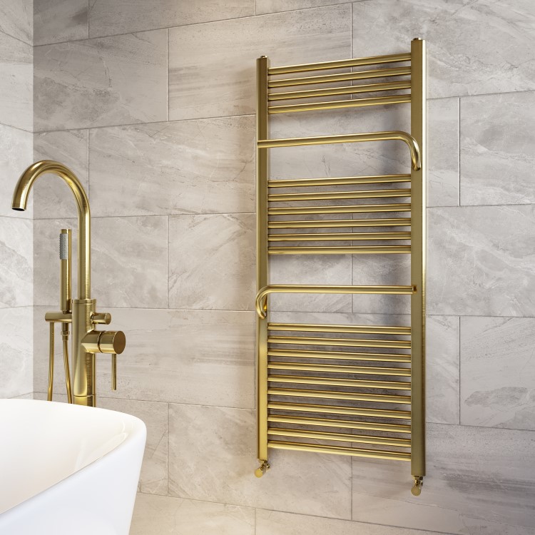 ONLY OPENED - 1200x500mm Brushed Brass Towel Rail -Nazco