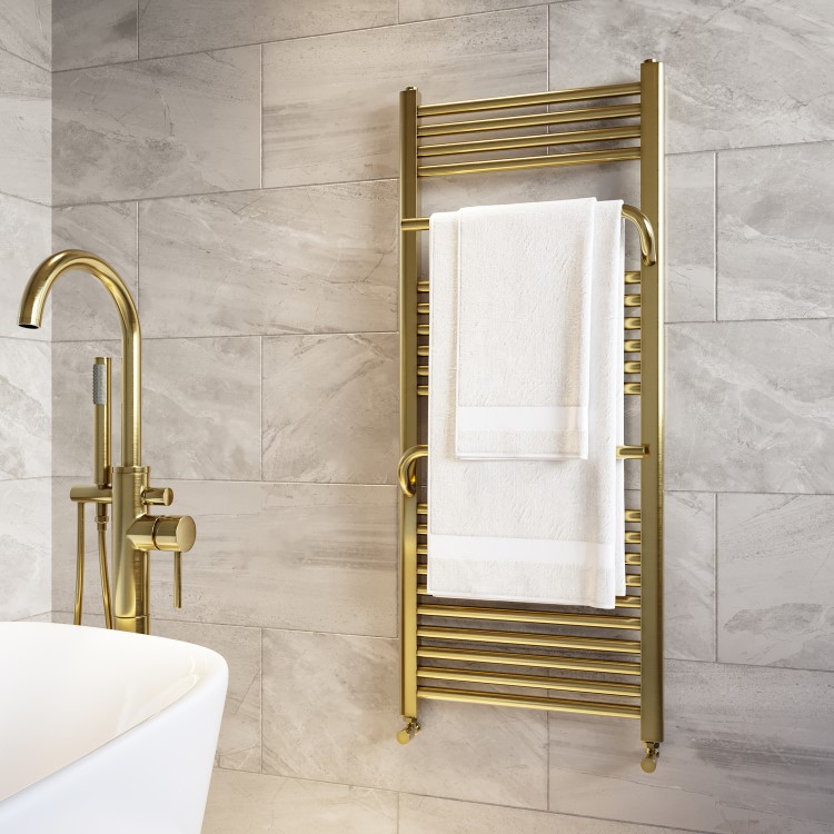 ONLY OPENED - 1200x500mm Brushed Brass Towel Rail -Nazco