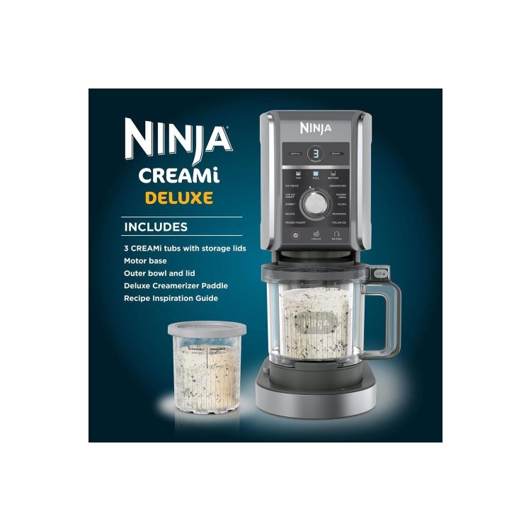 Ninja CREAMi NC501UK Deluxe 10-in-1 Ice Cream & Frozen Drink Maker  Black  Homemade Ice Cream Sorbet & Smoothies