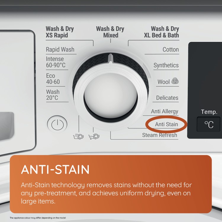 Refurbished Hotpoint Anti-stain NDB9635BSUK Freestanding 9/6KG 1400 Spin Washer Dryer Black