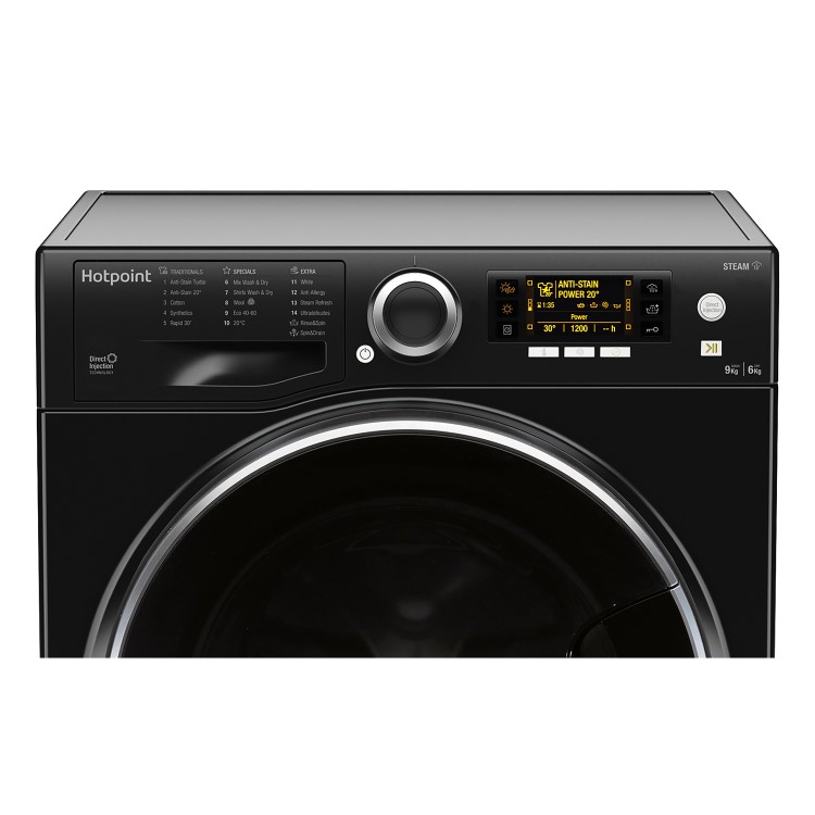 Refurbished Hotpoint RD966JKDUKN Freestanding 9/6KG 1600 Spin Washer Dryer Black