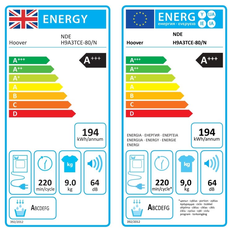 Hoover H-Dry 500 9kg Heat Pump Tumble Dryer - White