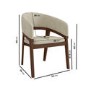 Set of 6 Walnut and Beige Upholstered Curved Dining Chairs - Owen