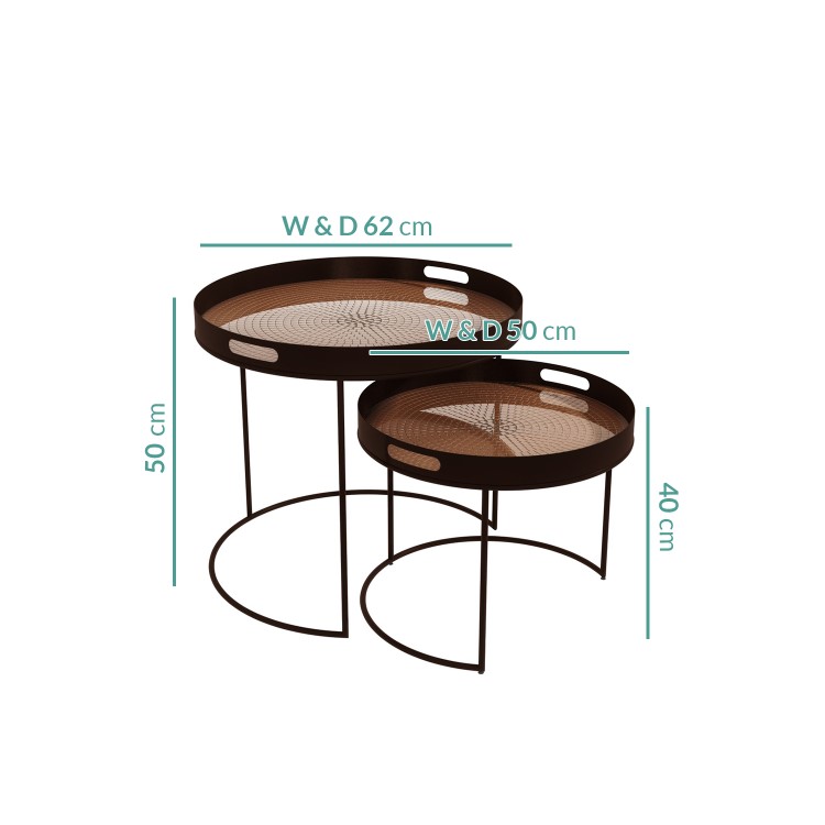 Set of 2 Metal Tables with Copper Top - Nea
