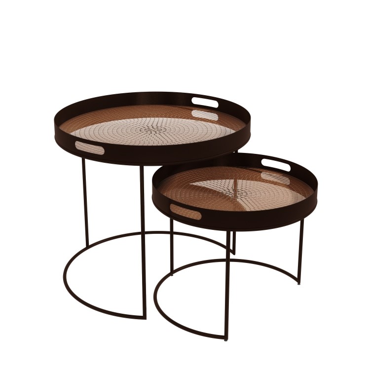 Set of 2 Metal Tables with Copper Top - Nea