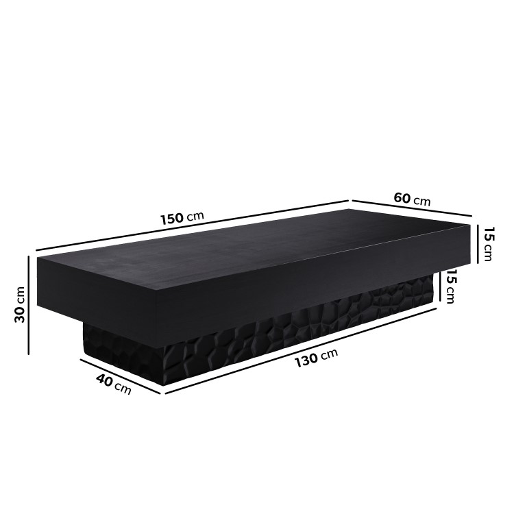 Rectangular Black Mango Wood Coffee Table - Neesha