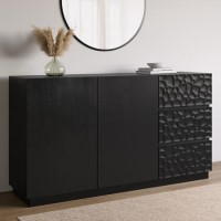 Large Black Textured Solid Mango Wood Sideboard - Neesha