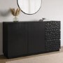 Large Black Textured Solid Mango Wood Sideboard - Neesha