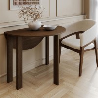 Small Round Walnut Folding Drop Leaf Extendable Dining Table - Seats 2 - 4 - Nell Small Round Walnut Folding Drop Leaf Extendable Dining Table - Seats 2 - 4 - Nell