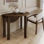 Small Round Walnut Folding Drop Leaf Extendable Dining Table - Seats 2 - 4 - Nell