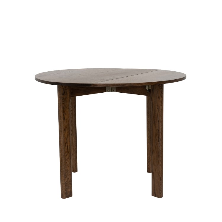 Small Round Walnut Folding Drop Leaf Extendable Dining Table - Seats 2 - 4 - Nell