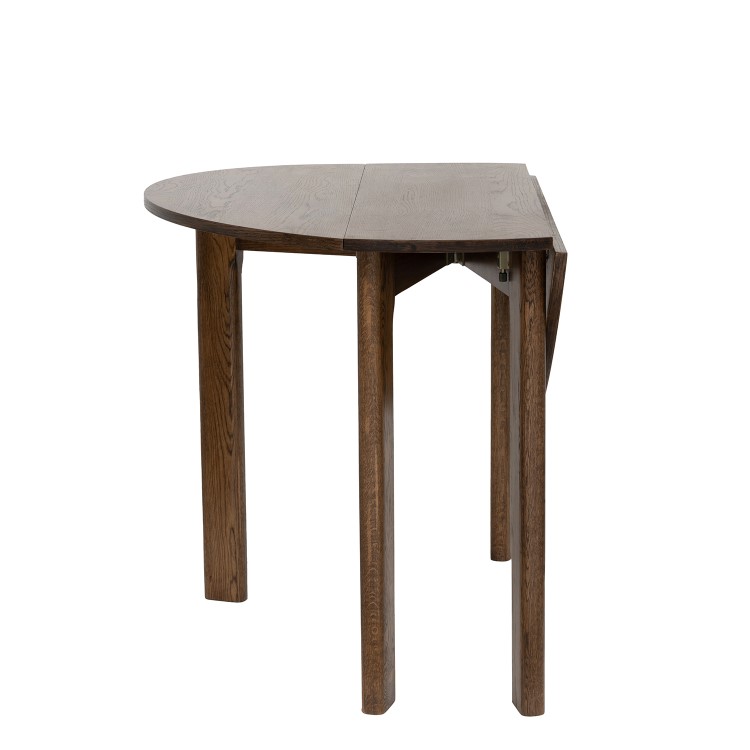 Small Round Walnut Folding Drop Leaf Extendable Dining Table - Seats 2 - 4 - Nell