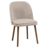 Small Walnut Drop Leaf Extendable Dining Table Set with 4 Upholstered Taupe Chairs - Seats 4 - Nell