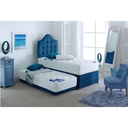 Single Guest Bed with Trundle and Mattresses in Blue - Maestro - Bedmaster