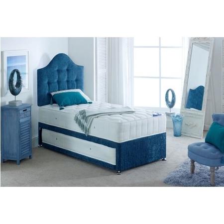 Single Guest Bed with Trundle and Mattresses in Blue - Maestro - Bedmaster