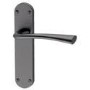 Internal Satin Black Bathroom Lever Door Handle with Lock, Latch and Hinges Pack - 75mm Latch - Neva - XL Joinery
