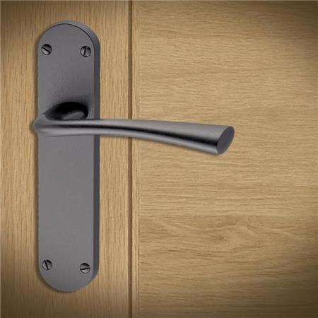 Internal Satin Black Lever Fire Door Handle with Latch and Hinges Pack - 65mm Latch - Neva - XL Joinery