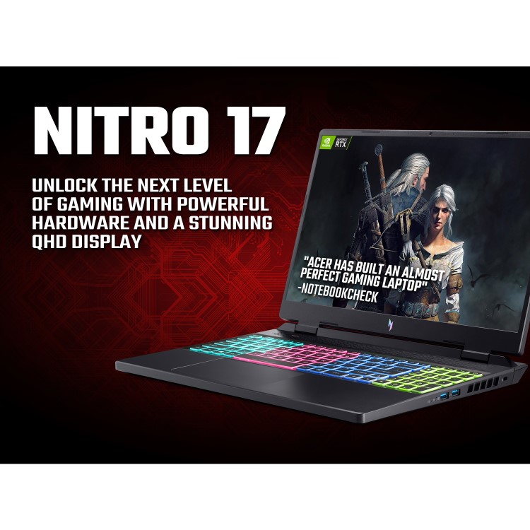GRADE A1 - Acer Nitro 17 Ryzen 7 7735HS 32GB 512GB + 1TB HDD RTX 4070 165Hz 17.3 Inch Windows 11 Gaming Laptop