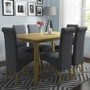 Pair of Grey Roll Top Dining Chairs with Wooden Legs - New Haven