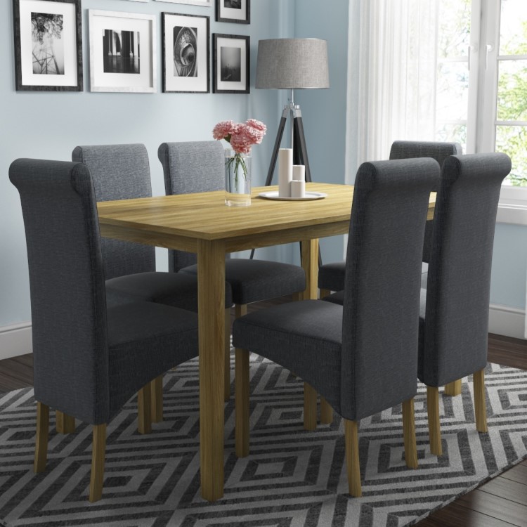 Pair of Grey Roll Top Dining Chairs with Wooden Legs - New Haven
