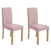 Pair of Velvet Light Pink Dining Chairs - New Haven