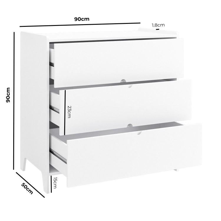 Kids White Scandi Chest of 3 Drawers - Niko
