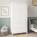 Kids White Scandi Double Wardrobe with 2 Drawers - Niko