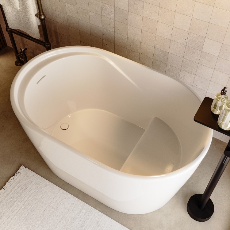 ALMOST PERFECT - Freestanding Japanese Soaking Deep Bath With Seat 1200 x 630mm - Niki