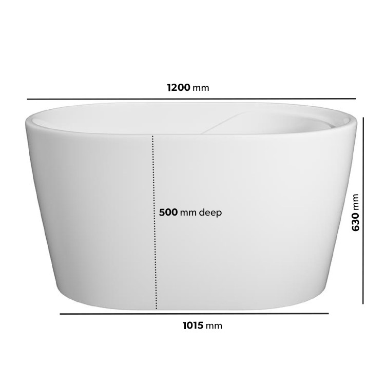 ALMOST PERFECT - Freestanding Japanese Soaking Deep Bath With Seat 1200 x 630mm - Niki
