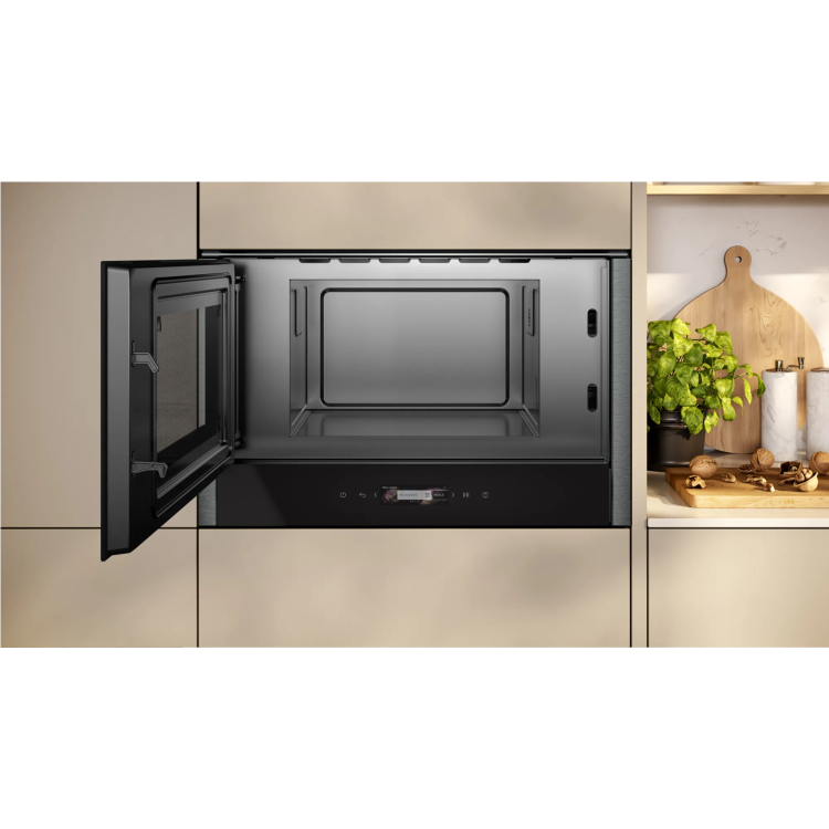 Neff N70 Built-In 900W Microwave with Left Hand Hinged Door - Graphite Grey