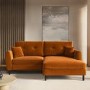 Rust Orange Velvet Reversible 3-Seater Chaise Corner Sofa - Nolen