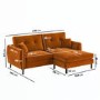 Rust Orange Velvet Reversible 3-Seater Chaise Corner Sofa - Nolen