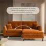 Rust Orange Velvet Reversible 3-Seater Chaise Corner Sofa - Nolen
