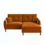 Rust Orange Velvet Reversible 3-Seater Chaise Corner Sofa - Nolen