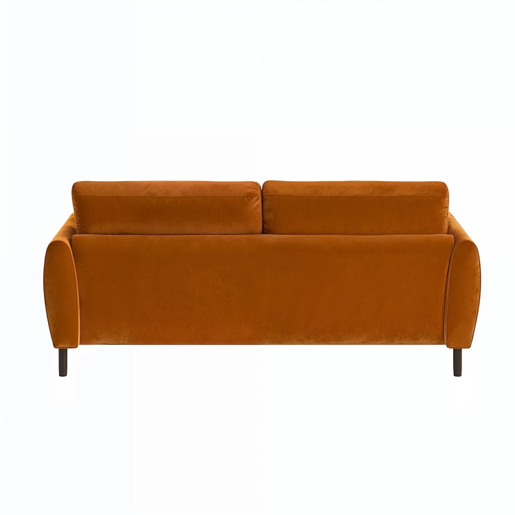 Rust Orange Velvet Reversible 3-Seater Chaise Corner Sofa - Nolen