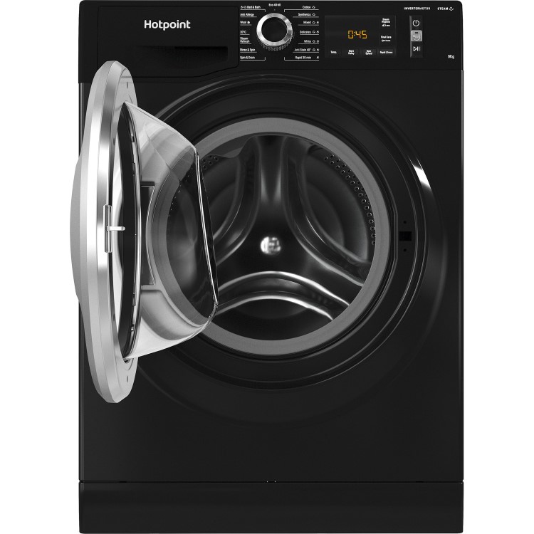 Refurbished Hotpoint ActiveCare NM11946BCAUKN Freestanding 9KG 1400 Spin Washing Machine Black
