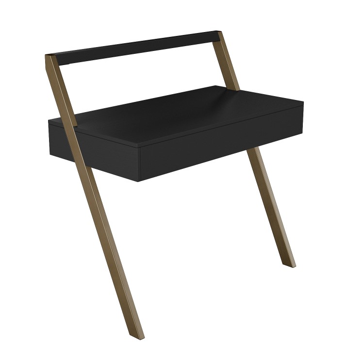 Black Wall Mounted Leaning Desk with Storage Drawer - Nico
