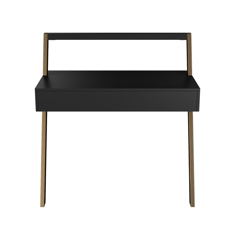 Black Wall Mounted Leaning Desk with Storage Drawer - Nico