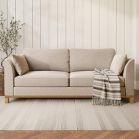 Beige Woven 3 Seater Scandi Sofa - Nola