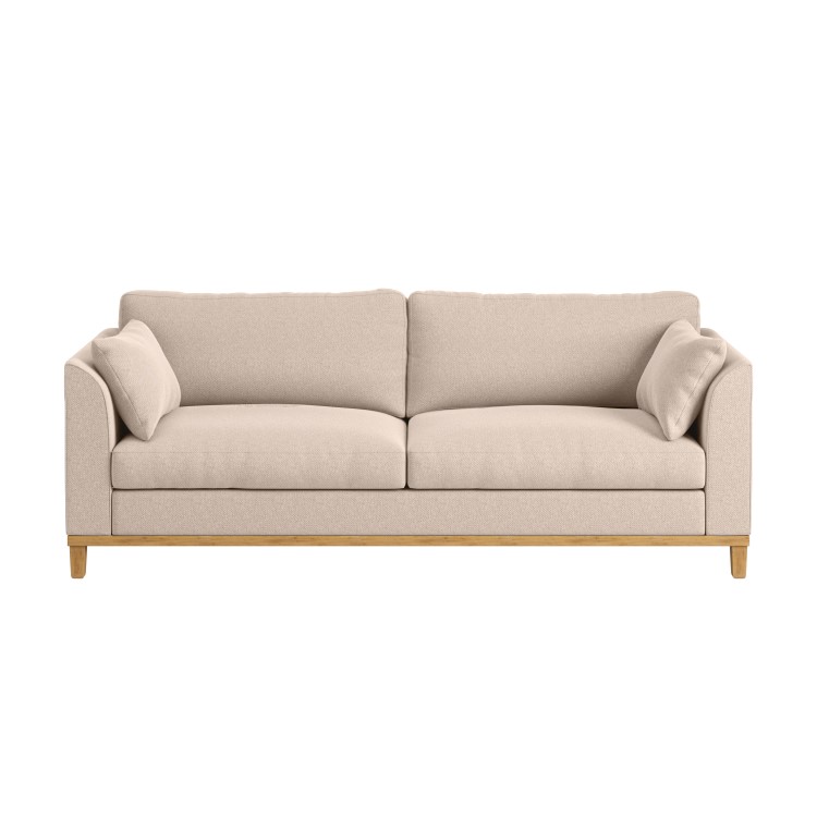 Beige Woven 3 Seater Scandi Sofa - Nola