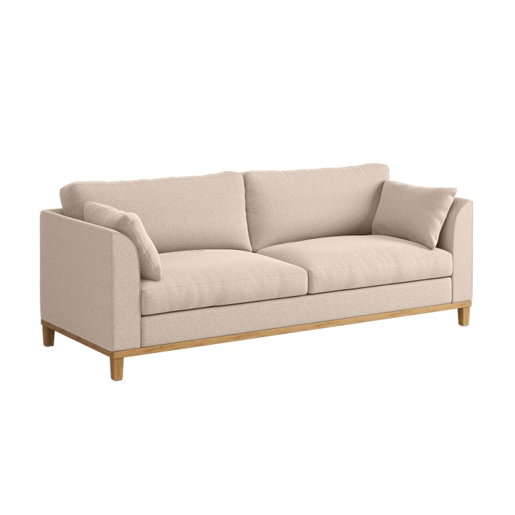 Beige Woven 3 Seater Scandi Sofa - Nola