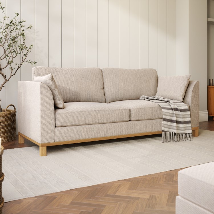 Beige Woven 3 Seater Scandi Sofa - Nola