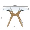 Large Round Glass Top Dining Table with Oak Legs - Seats 4 - Nori