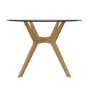 Large Round Glass Top Dining Table with Oak Legs - Seats 4 - Nori
