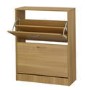 LPD Nova Oak Effect Shoe Storage Cabinet with 2 Shoe Storage Compartments 12 Pairs