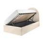 Beige Velvet Single Ottoman Bed with Curved Headboard - Nora