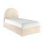 Beige Velvet Single Ottoman Bed with Curved Headboard - Nora