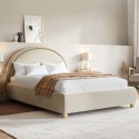 NRR003K Cream Velvet King Size Ottoman Bed with Curved Headboard - Nora